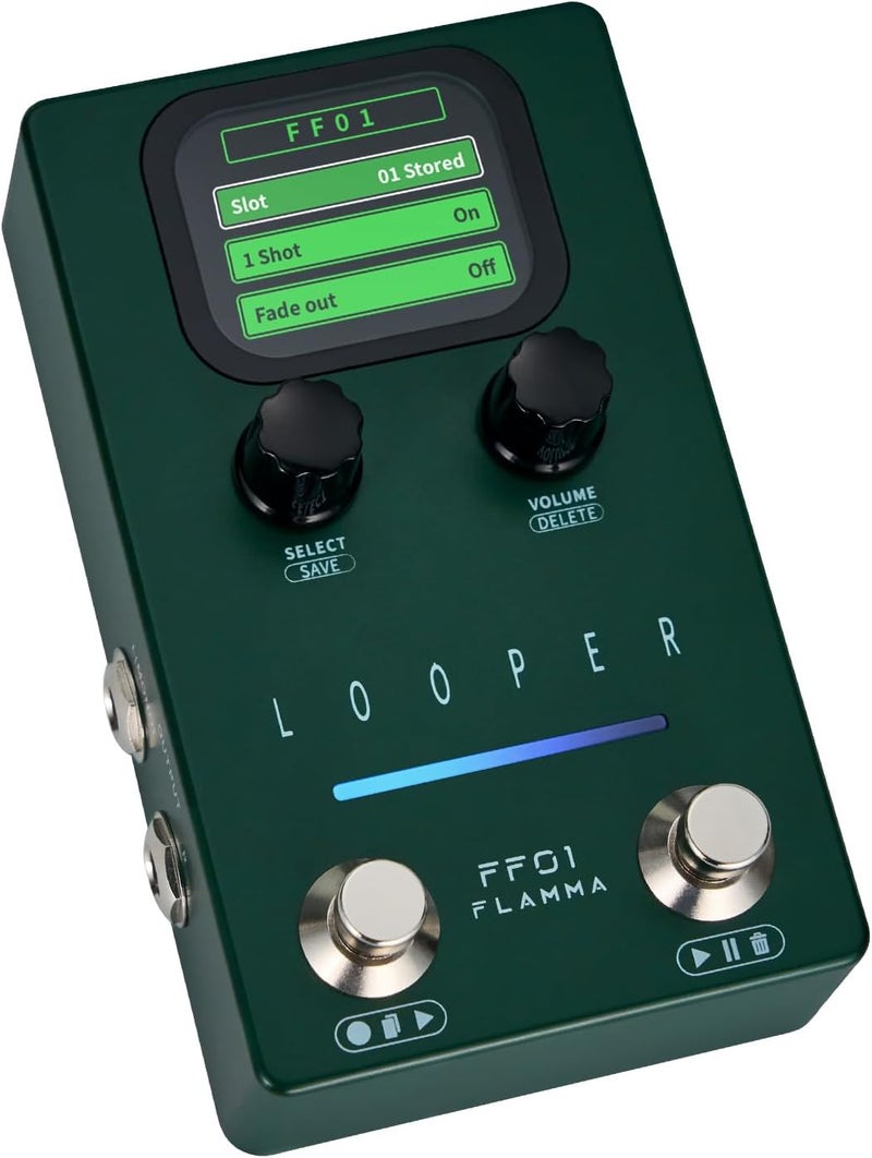 FLAMMA Looper Guitar Pedal, FF01 Looper Pedal with 40 Slots 160 Mins Looping Time, Stereo Guitar Loop Pedals with Screen for Electric Guitar/Bass, Fade Out, USB Data Management - Image 1